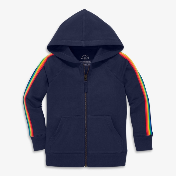 Primary Other - Primary navy zip sweatshirt with rainbow trim sz 2-3Y